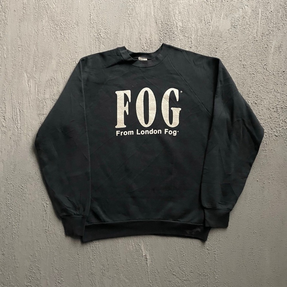 Vintage FOG Logo Graphic Sweatshirt Mens Large Black 90s London Fog